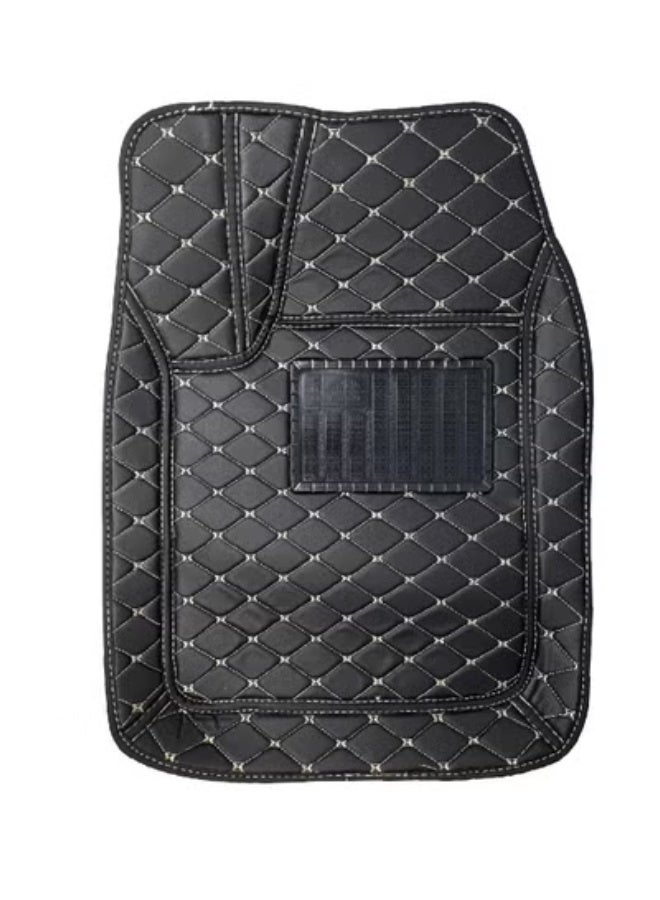 طقم دواسات أرضية سيارة عالمي، مصنوع من جلد صناعي عالي الجودة، بتصميم مبطن، يغطي كامل السيارة، مانع للانزلاق، مقاوم للماء والغبار، سهل التنظيف، لون أسود، لحماية داخلية السيارة، 5 قطع، دواسات للمقاعد الأمامية والخلفية، مناسب لسيارات السيدان وسيارات الدفع الرباعي والهاتشباك، إكسسوارات سيارات متينة - Image 5